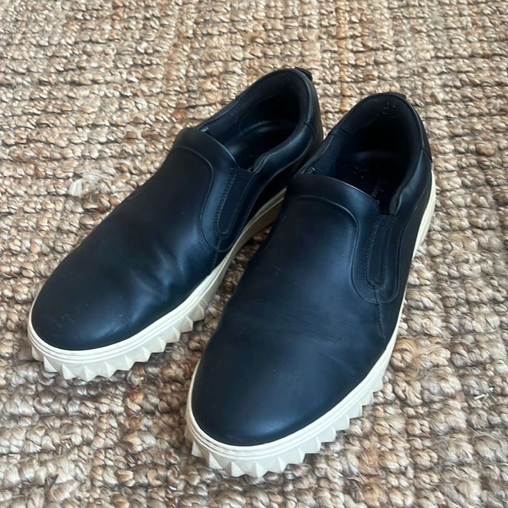 Black Leather Ferragamo Slip On Sneaker